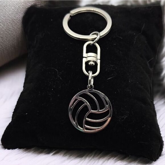 Volleyball 🏐 Silver Stainless Steel Keychain Key Ring Chain Clip Summer Olympic - Picture 5 of 8